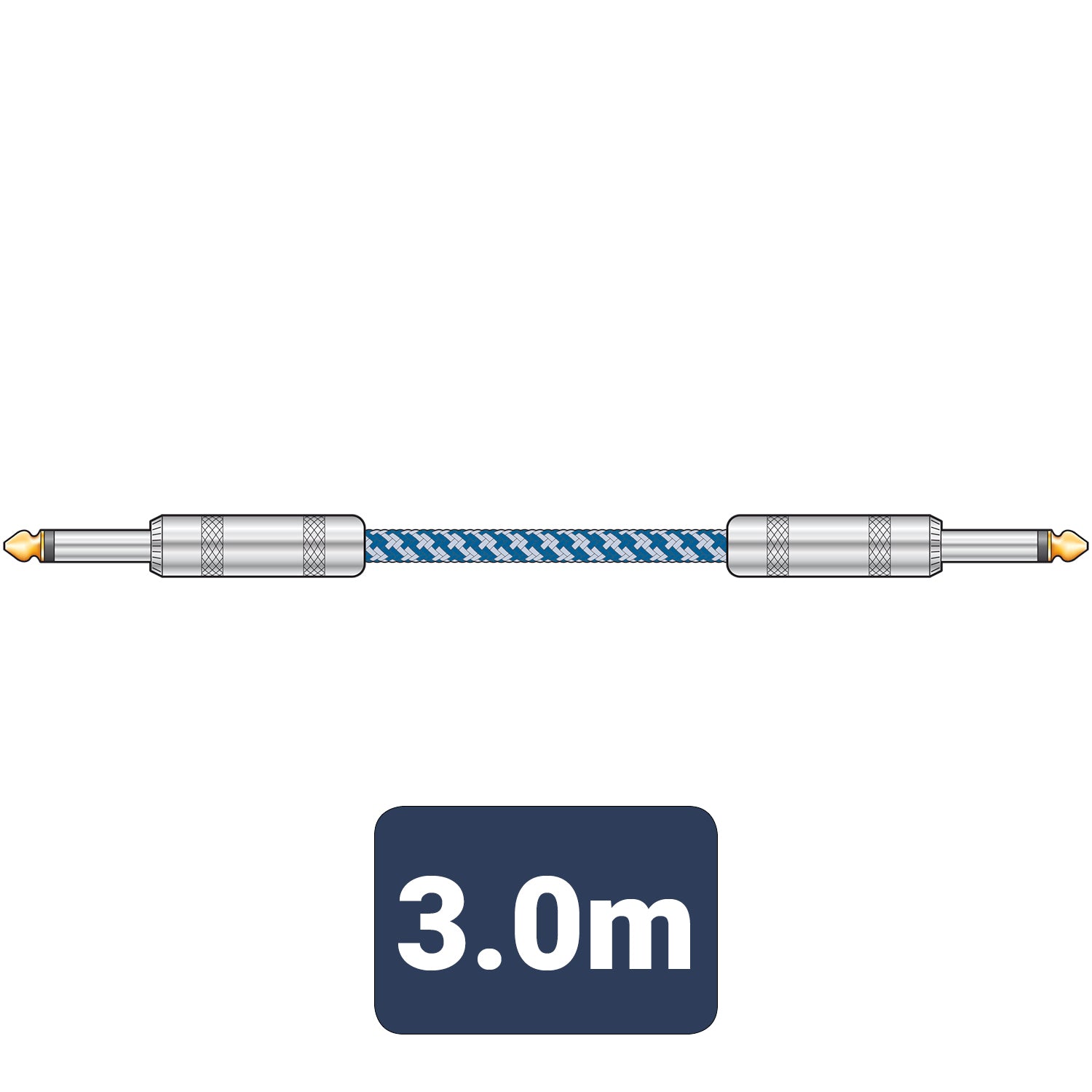 Citronic Classic Braided Guitar Lead Blue/White 3.0m - view 2