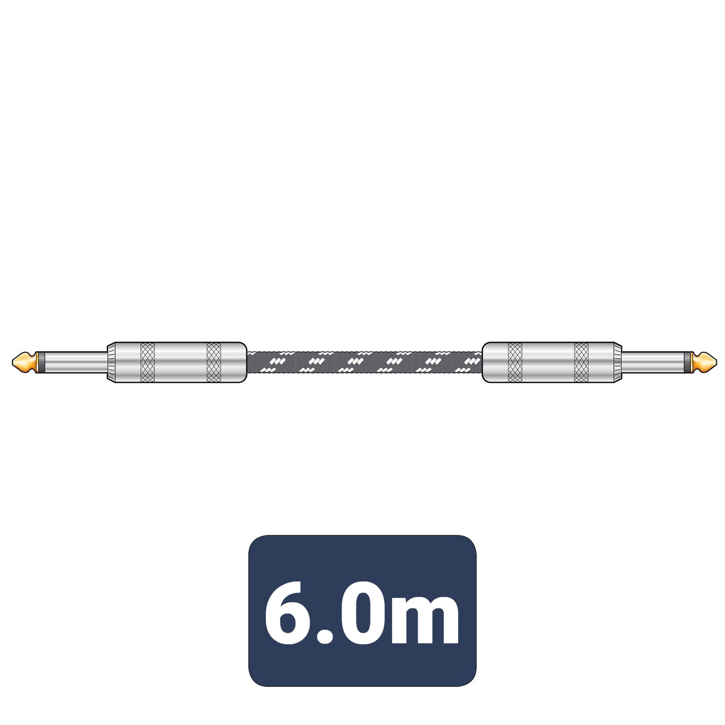 Citronic Classic Braided Guitar Lead Black/White 6.0m - view 3