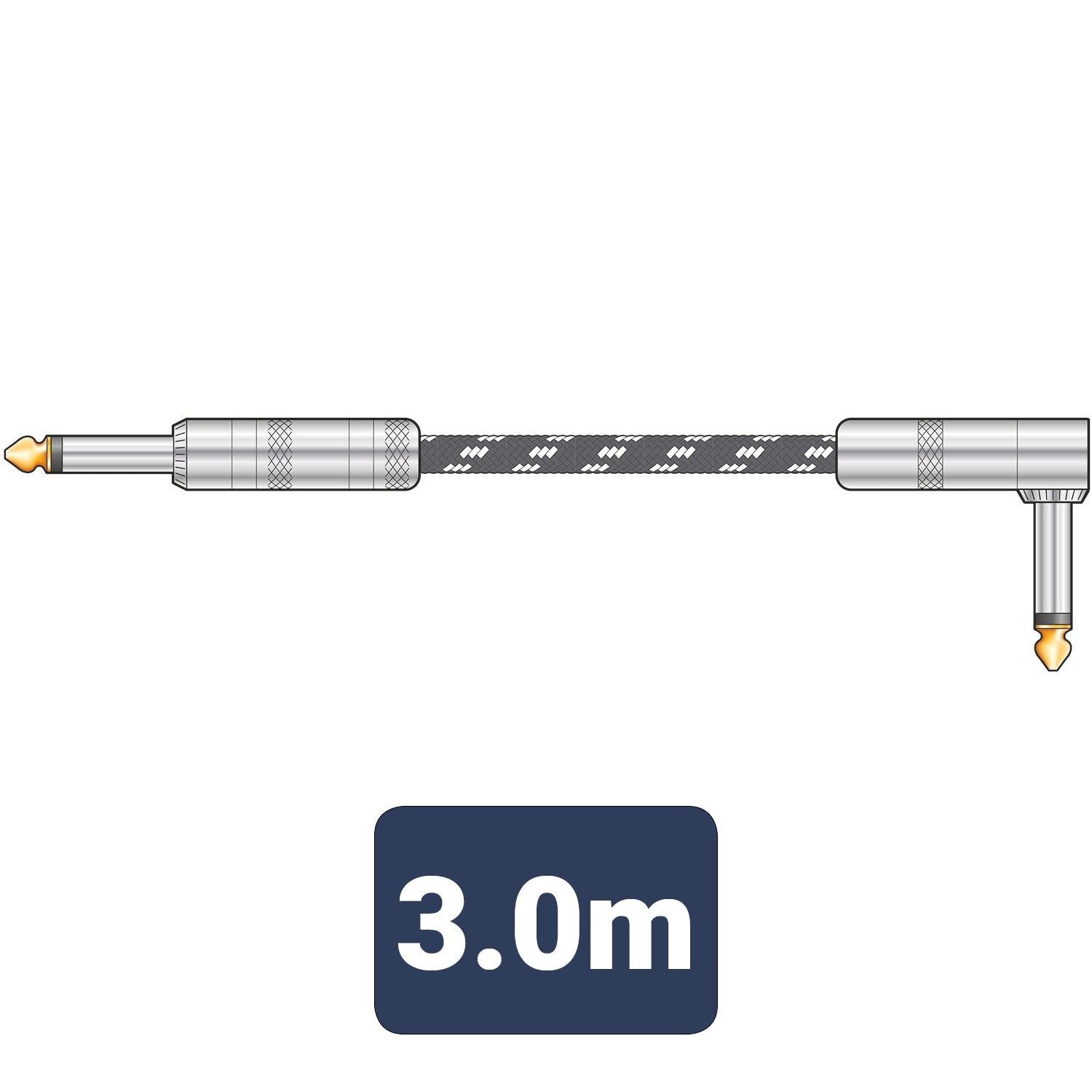 Citronic Braid Guitar Lead R/A Blk/Wht 3m - view 2