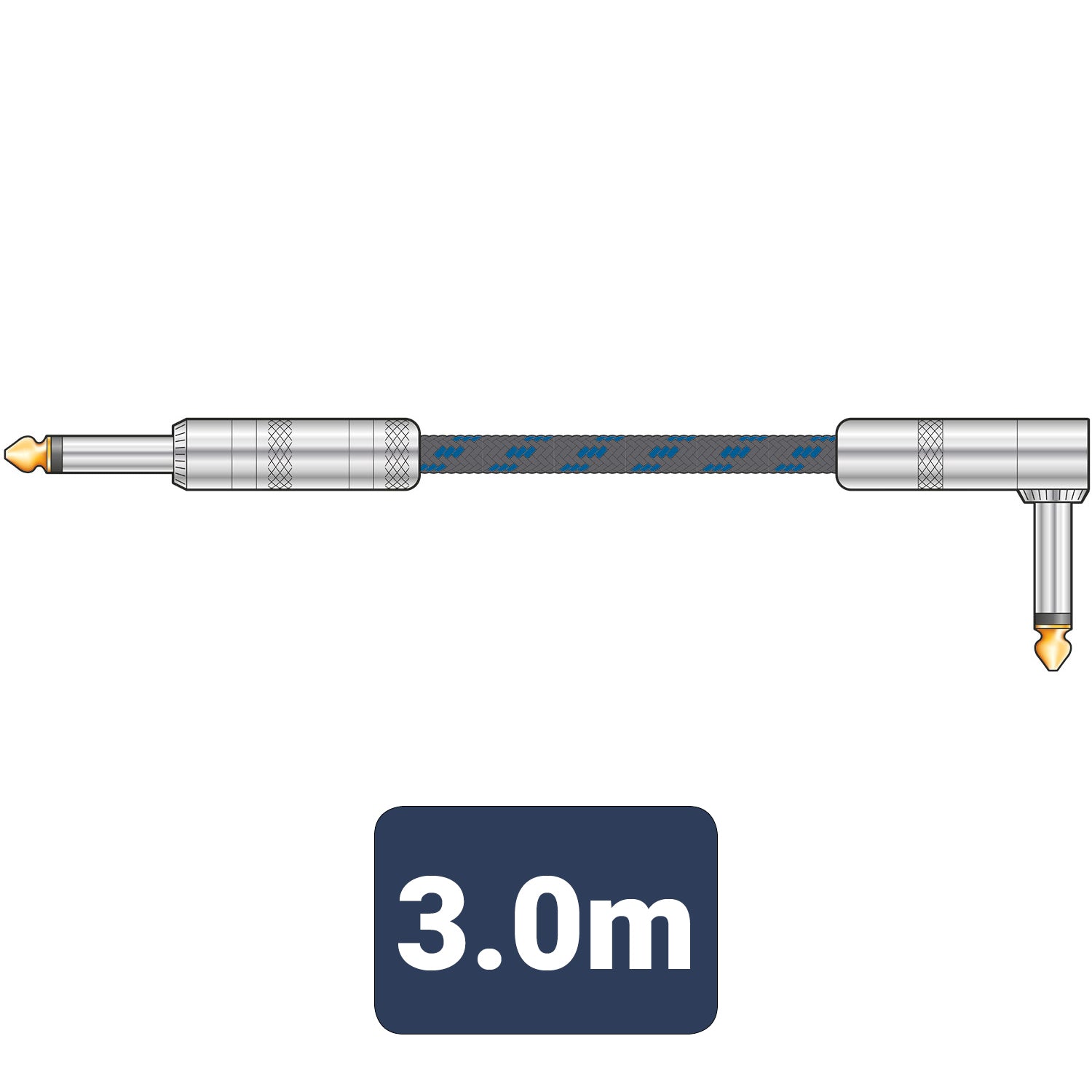 Citronic Braid Guitar Lead R/A Blue/Black 3m - view 2