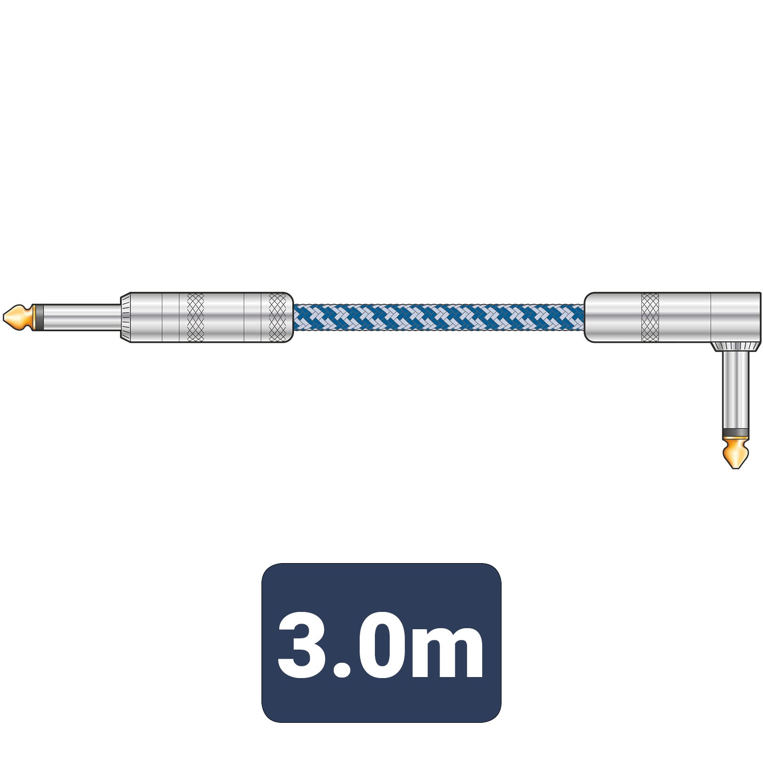 Citronic Braid Guitar Lead R/A Blue/White 3m - view 4