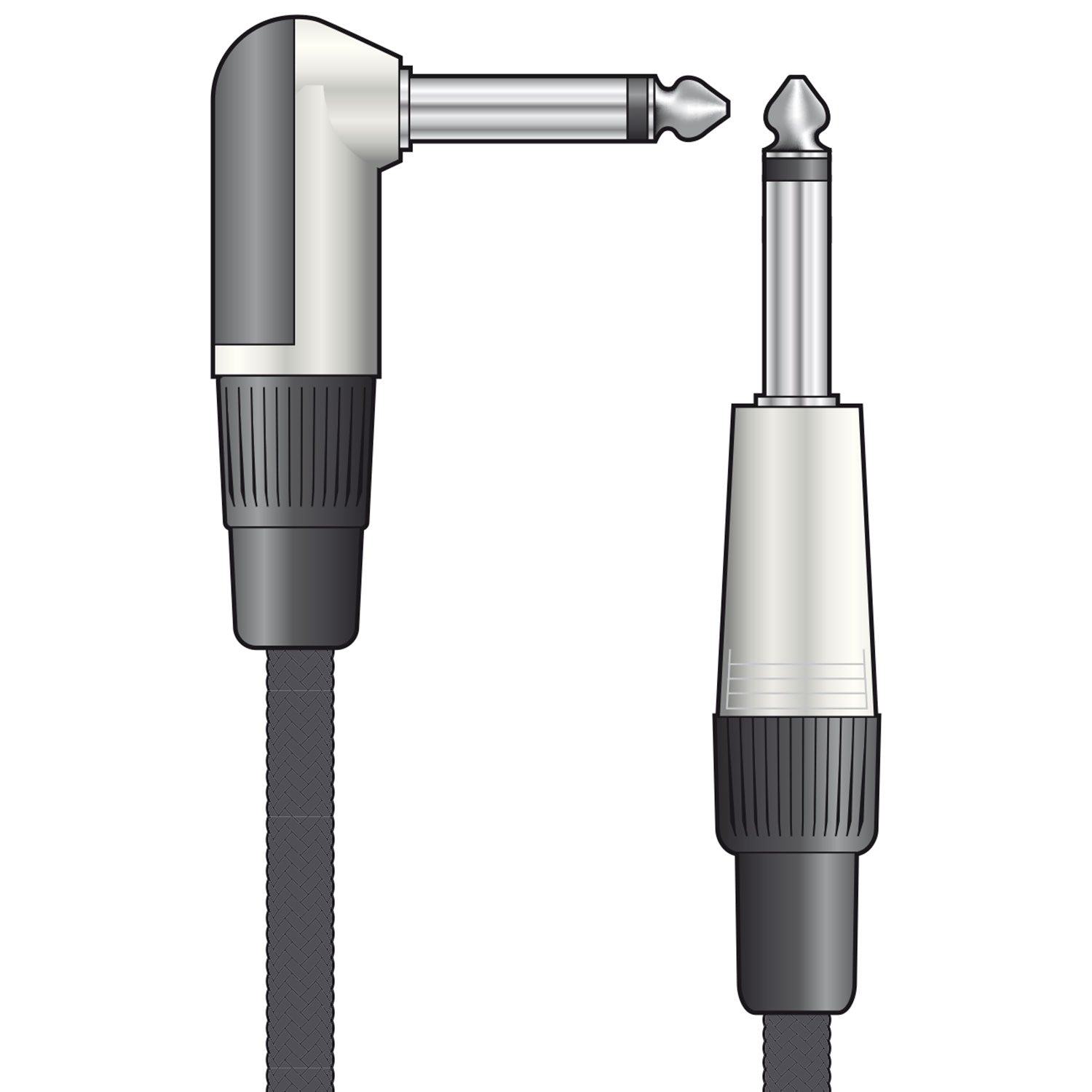 Citronic Classic Braided Right Angled Guitar Lead Black 3.0m