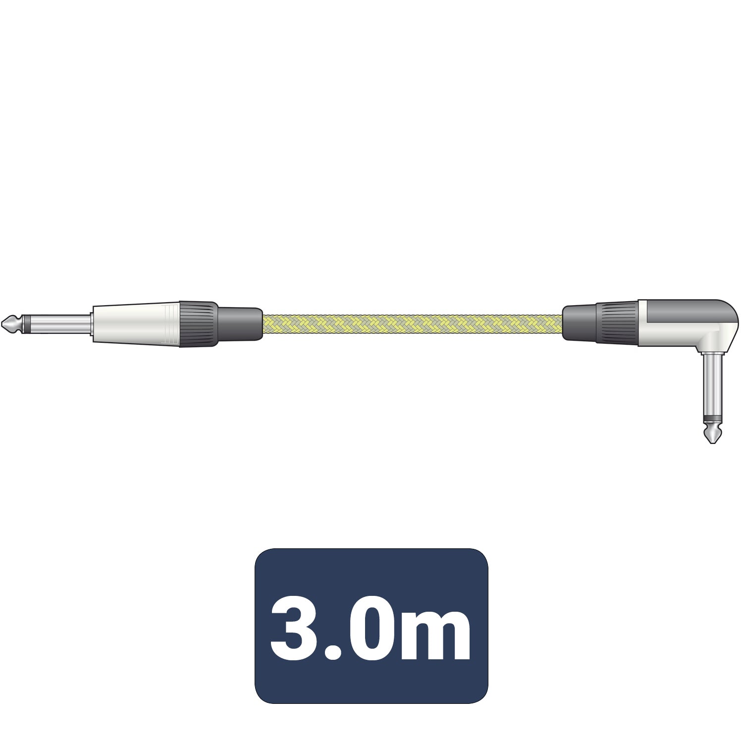 Citronic Classic Braided Right Angled Guitar Lead Grey/Gold 3.0m - view 2