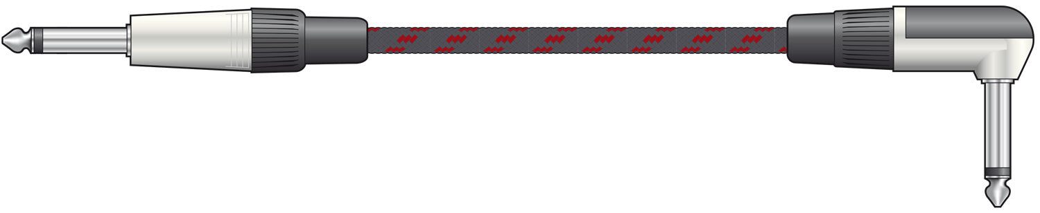 Citronic Classic Braided Right Angled Guitar Lead Black/Red 3.0m - view 3