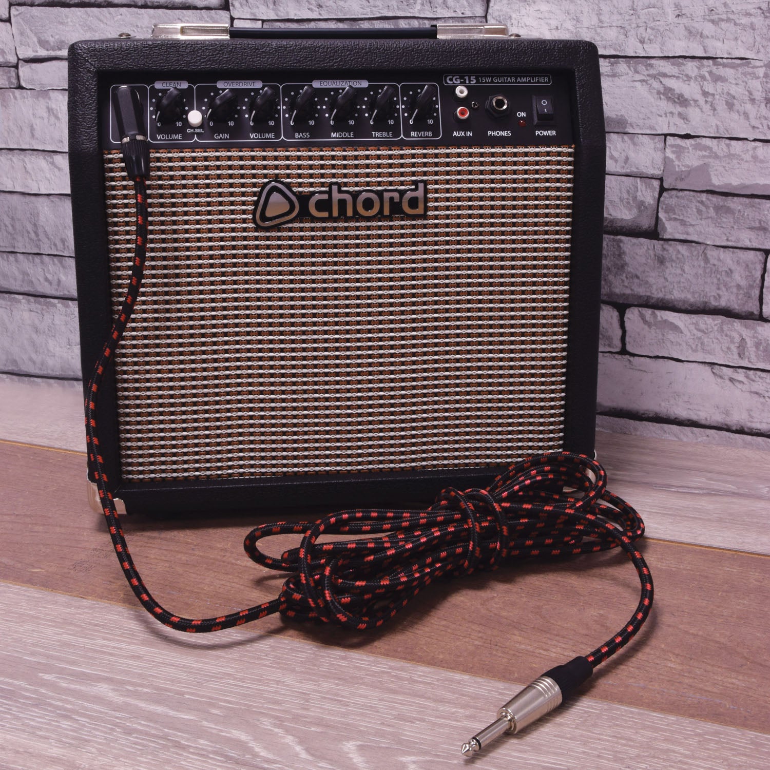 Citronic Classic Braided Right Angled Guitar Lead Black/Red 6.0m - view 3