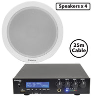 Adastra 4 x 6W Ceiling Speaker PA with 30W BT/USB Mixer-amp