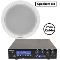 Adastra 8 x 6W Ceiling Speaker PA with 60W BT/USB Mixer-amp