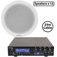 Adastra 12 x 6W Ceiling Speaker PA with 90W BT/USB Mixer-amp