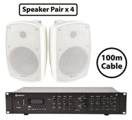 Adastra 8 x BH6-W Speakers + A4 Dual Stereo Amp Package - 2 Zone