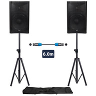 QTX QUEST-15 Two Speaker PA Setup with Stands & Lead