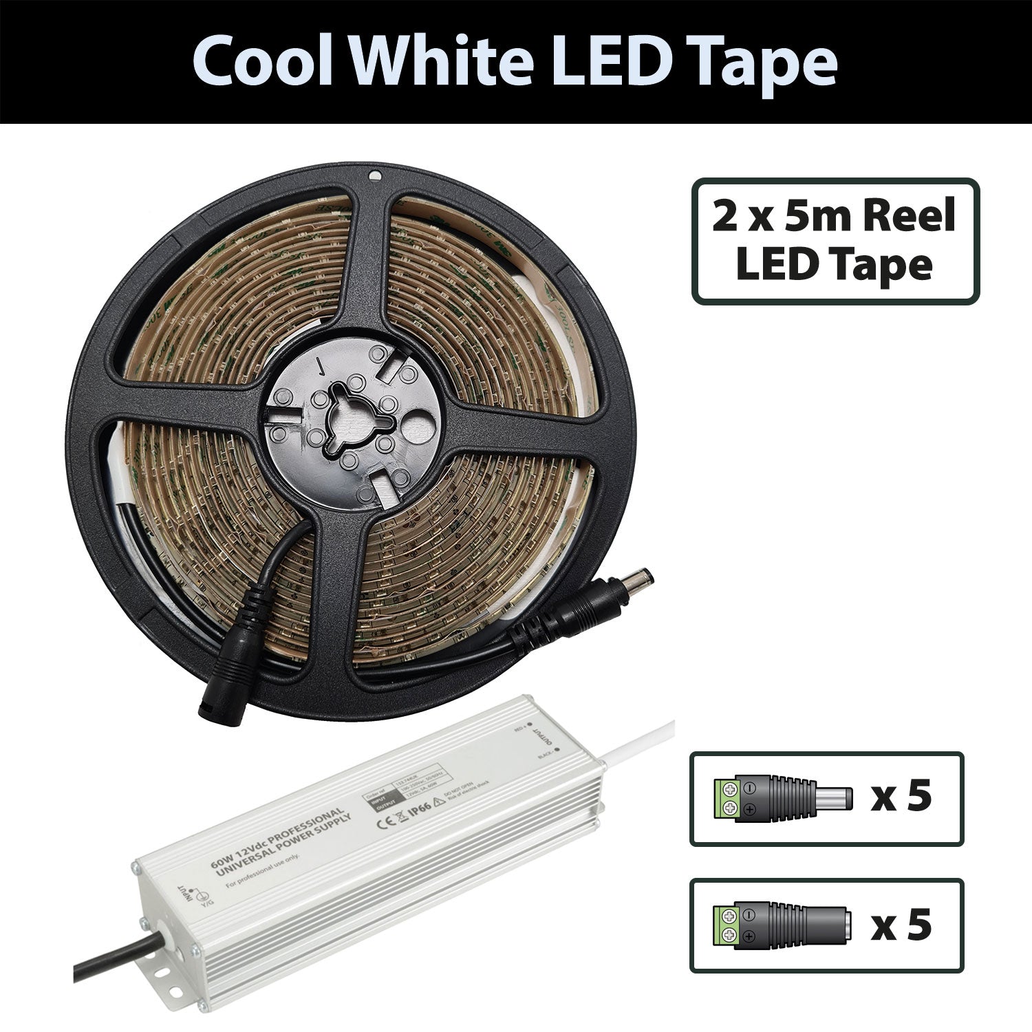 LYYT 10m Cool White 6000K 12V LED Tape Package