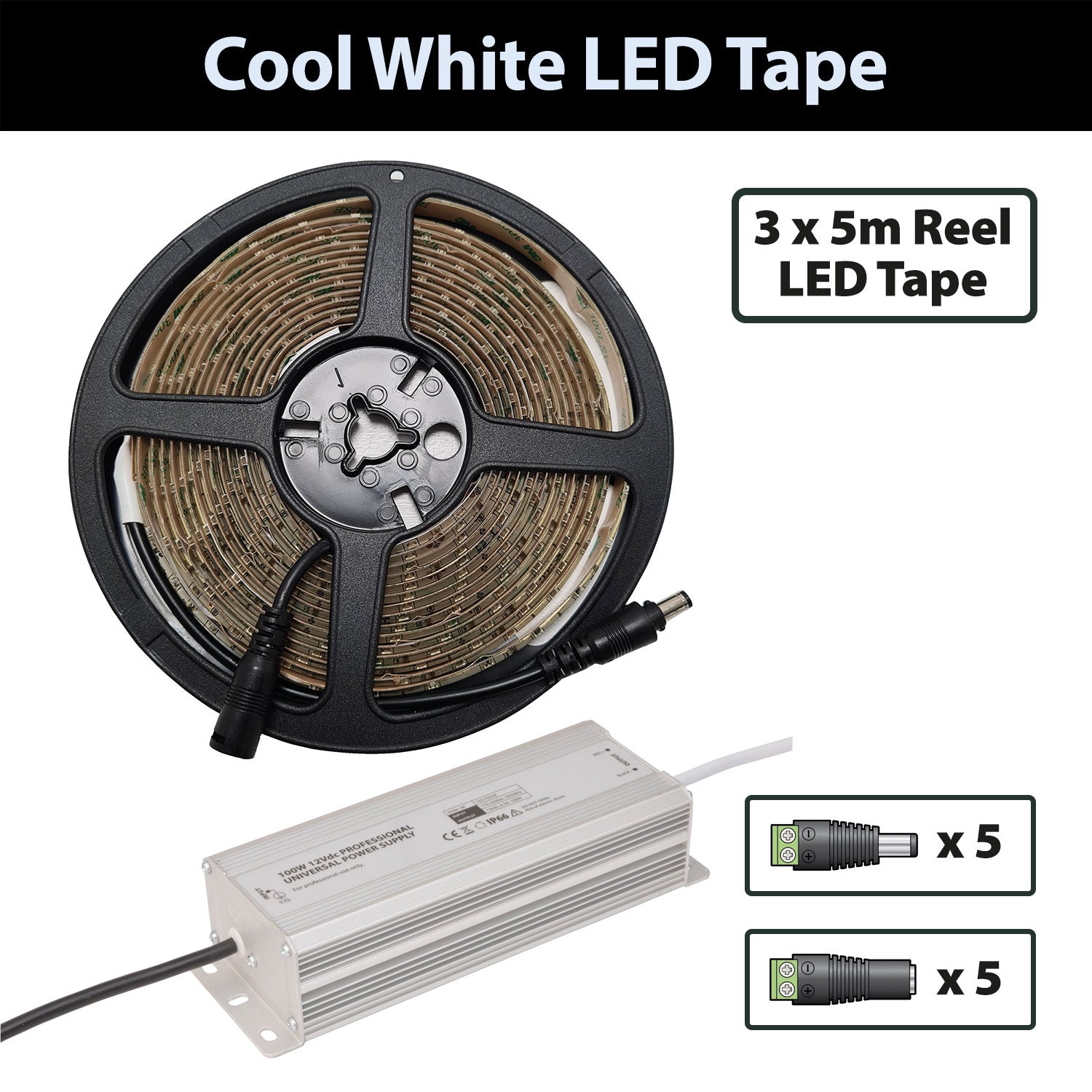 LYYT 15m Cool White 6000K 12V LED Tape Package