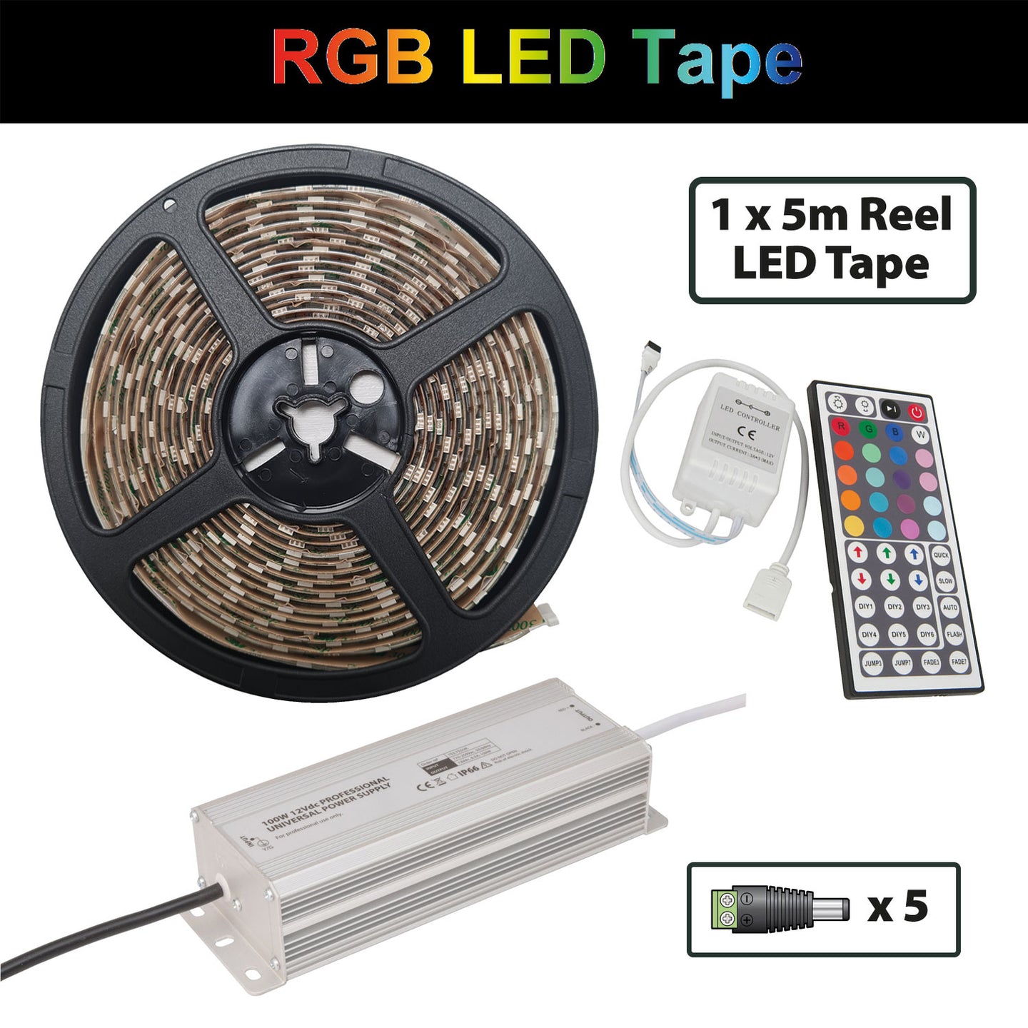 LYYT 5m RGB 12V LED Tape with 44 Button IR Controller