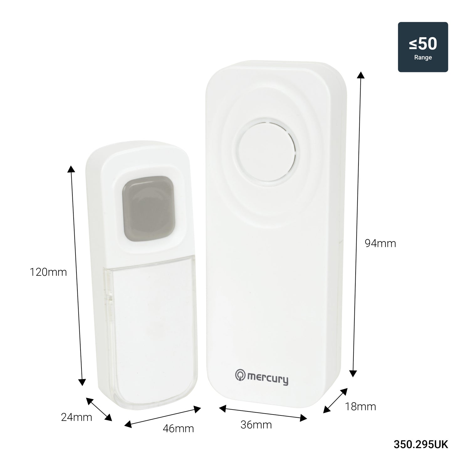 Mercury Wireless Waterproof Doorbell White - view 7