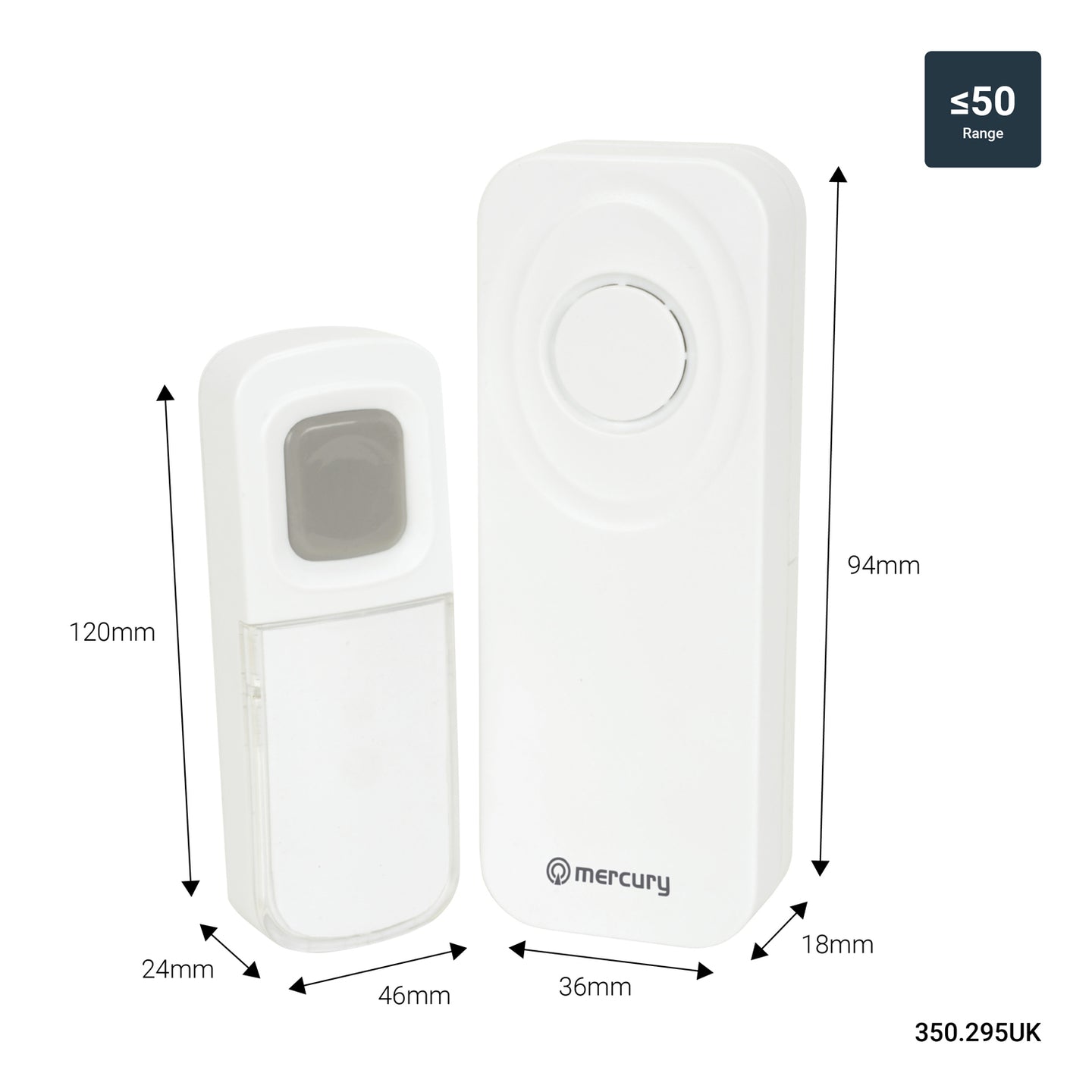 Mercury Wireless Waterproof Doorbell White - view 7