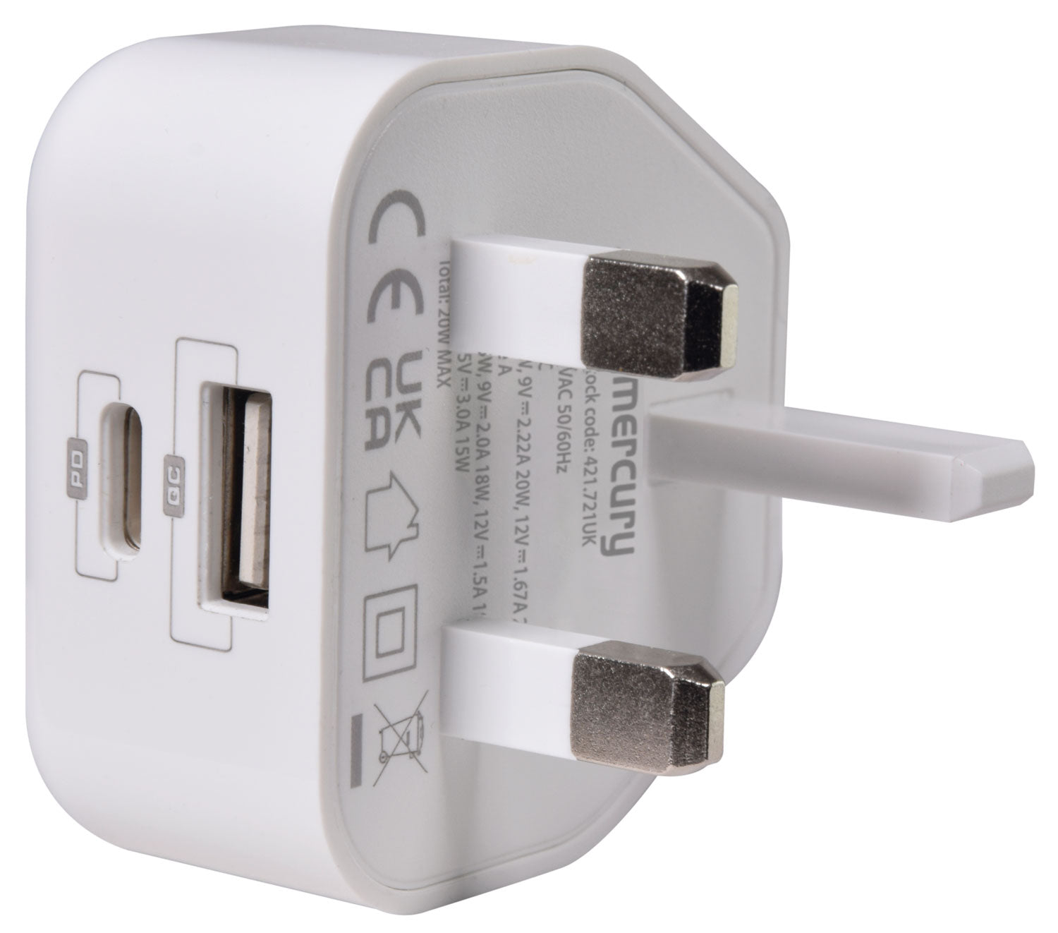 Mercury 20W Low Profile USB A&C Charger - view 3