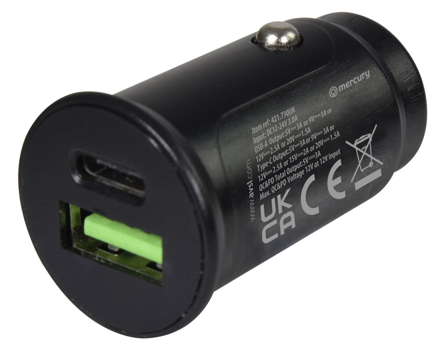 Mercury USB A+C Micro Car Charger