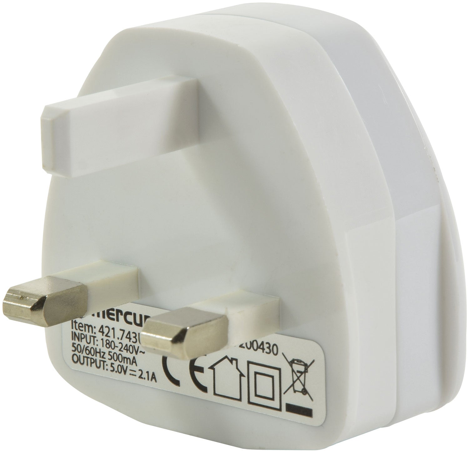 Mercury Compact USB Mains Charger 2.1A - view 2