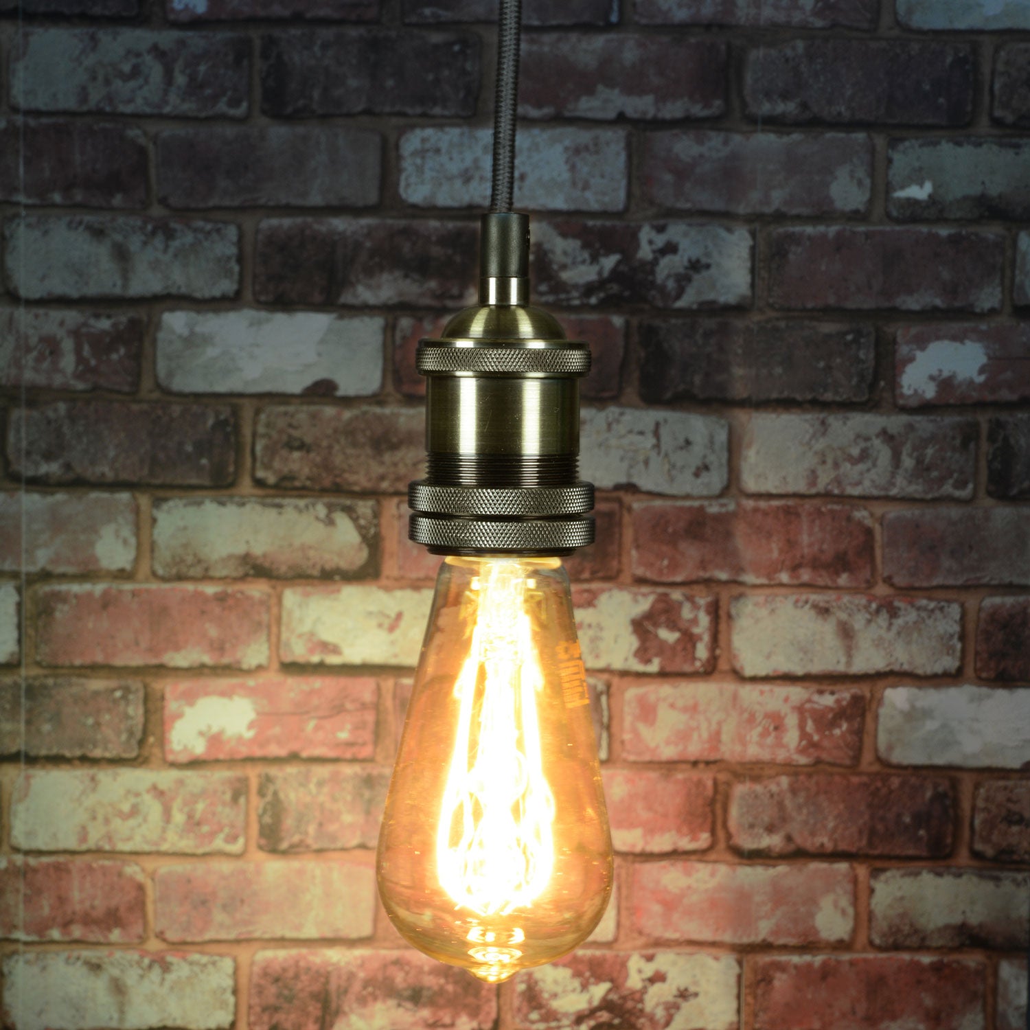 LYYT E27 Pendant Cord Set Antique Brass - view 7