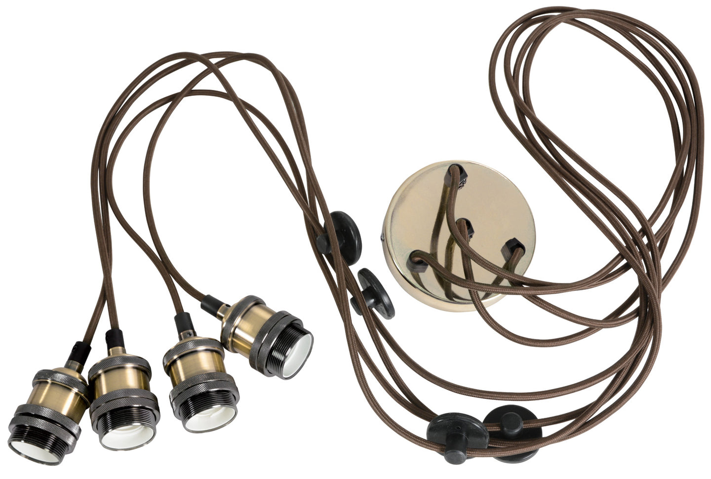 LYYT Quad E27 Pendant Cord Set Antique Brass - view 5