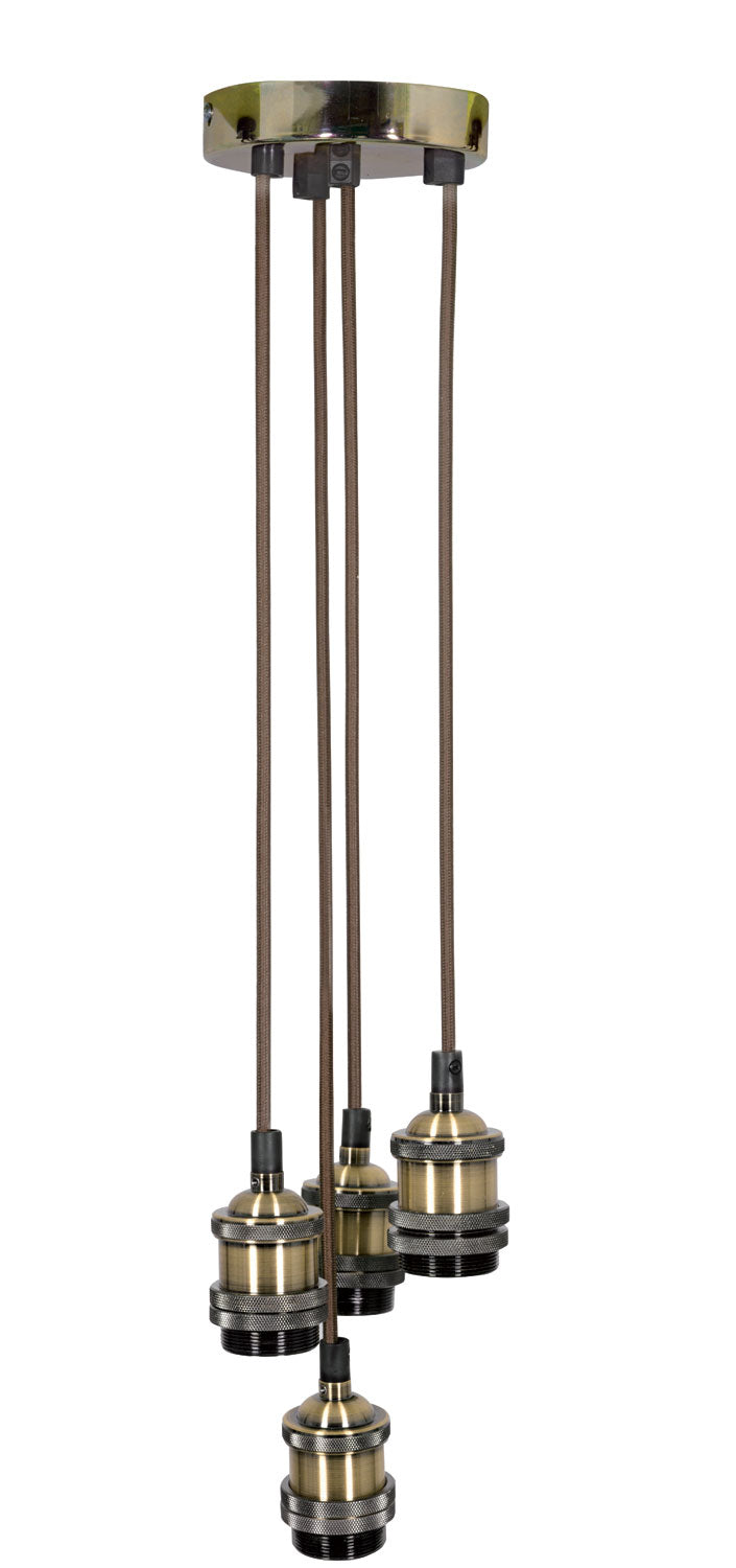 LYYT Quad E27 Pendant Cord Set Antique Brass