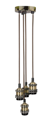 LYYT Quad E27 Pendant Cord Set Antique Brass