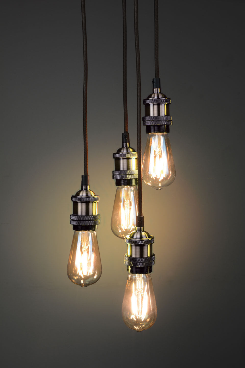 LYYT Quad E27 Pendant Cord Set Antique Brass - view 4