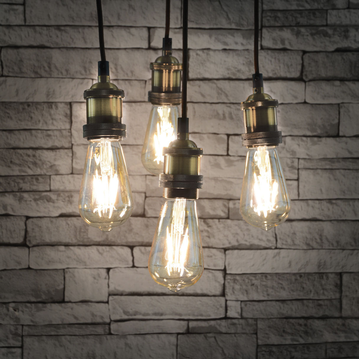 LYYT Quad E27 Pendant Cord Set Antique Brass - view 2