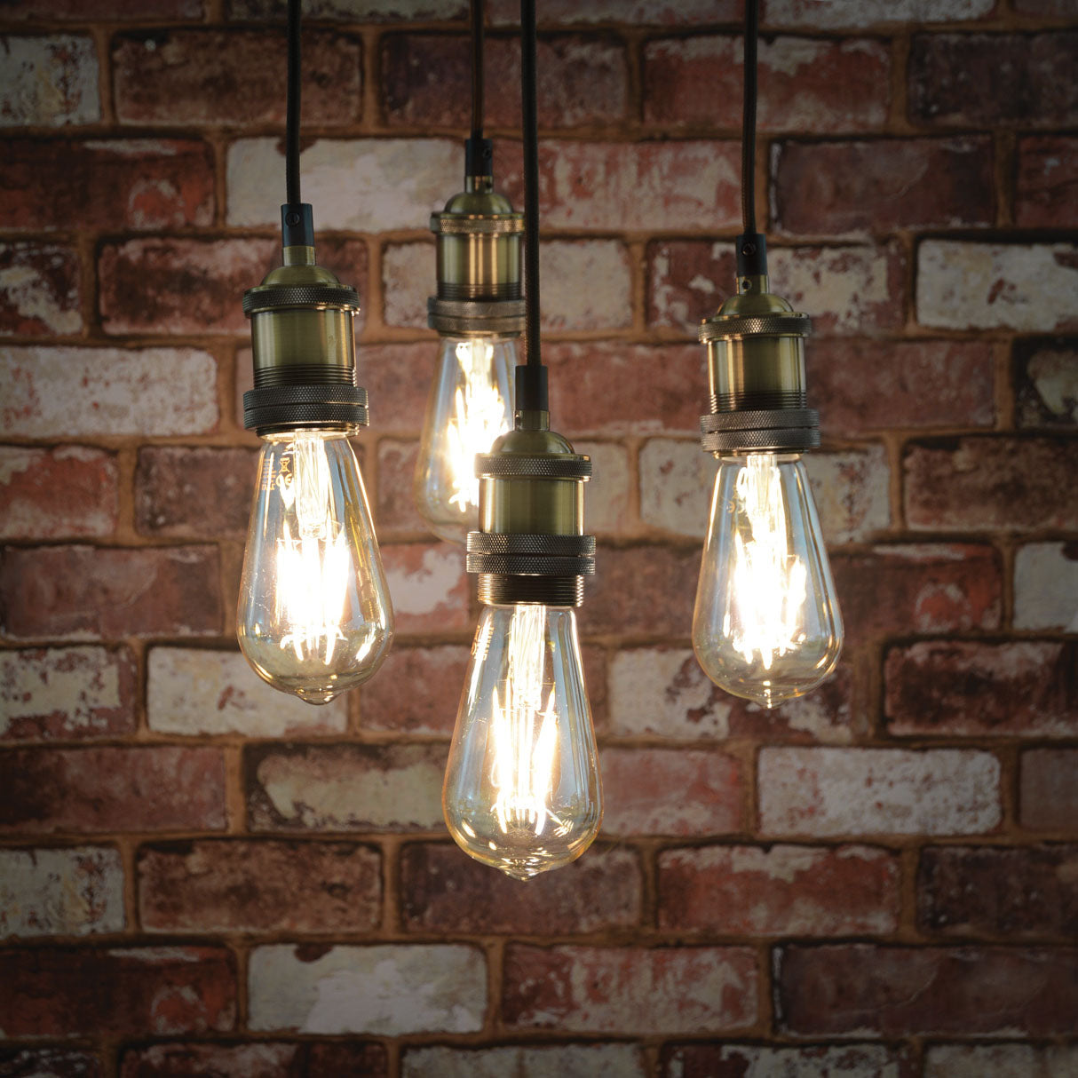 LYYT Quad E27 Pendant Cord Set Antique Brass - view 3