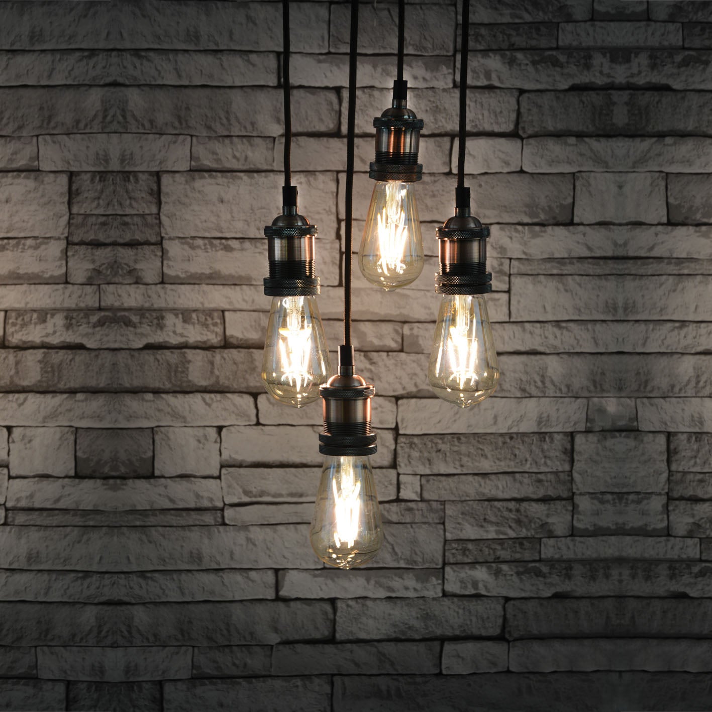 LYYT Quad E27 Pendant Cord Set Antique Copper - view 5