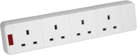 Mercury 4 gang 13A trailing socket with neon