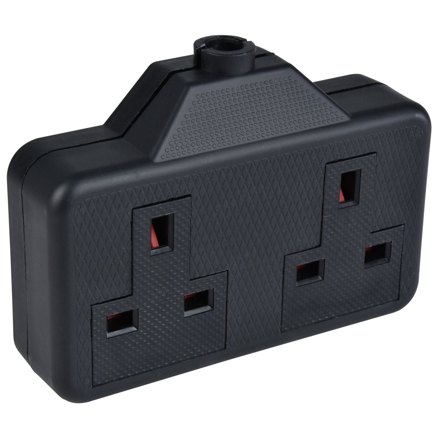 Mercury 2 gang 13A rubber extension socket, Black