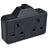 Mercury 2 gang 13A rubber extension socket, Black
