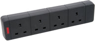 Mercury 4 gang 13A trailing socket with neon