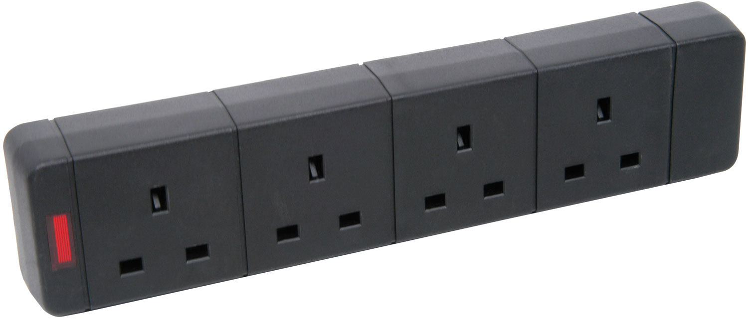 Mercury 4 gang 13A trailing socket with neon