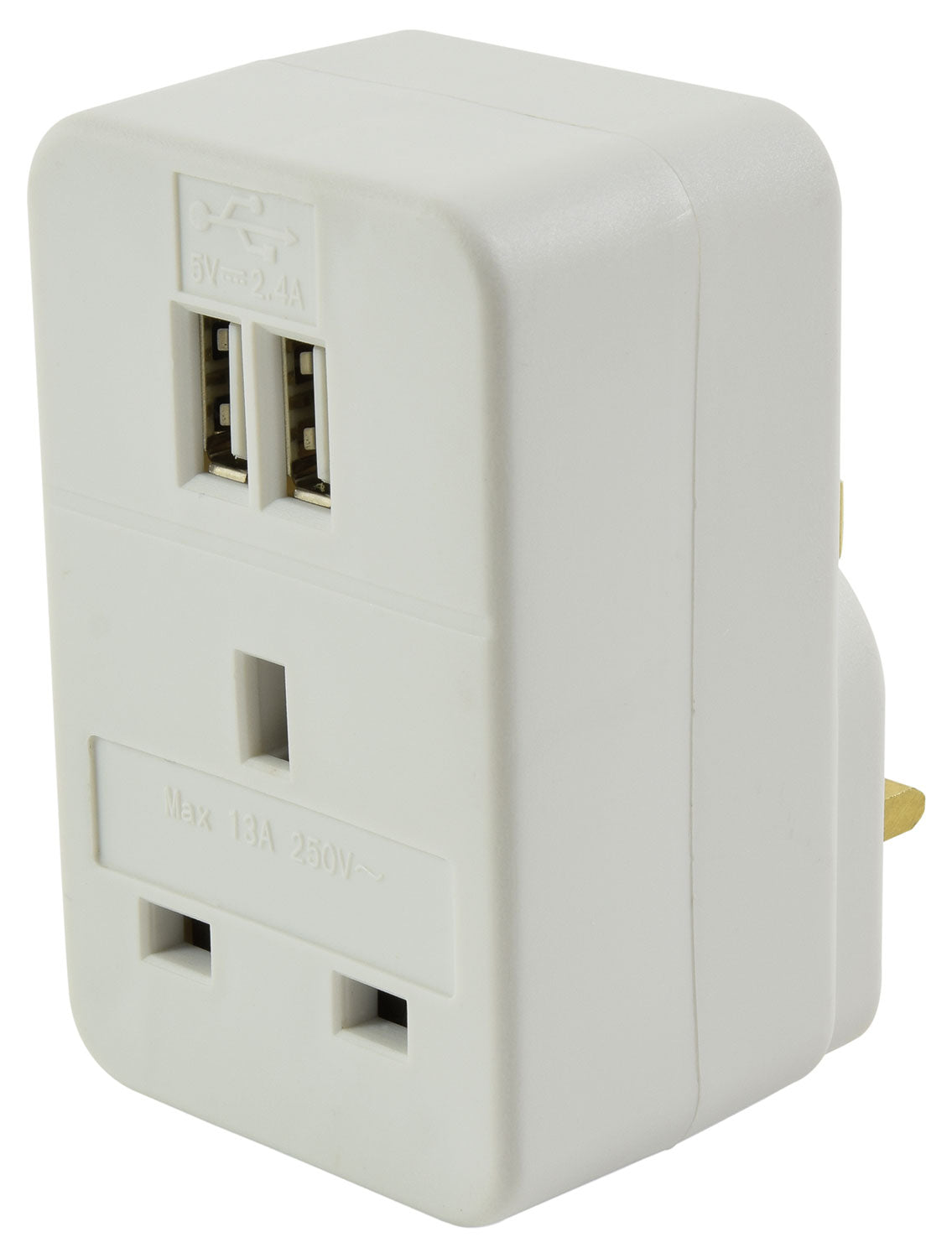 Mercury Plug through mains adaptor with dual USB ports