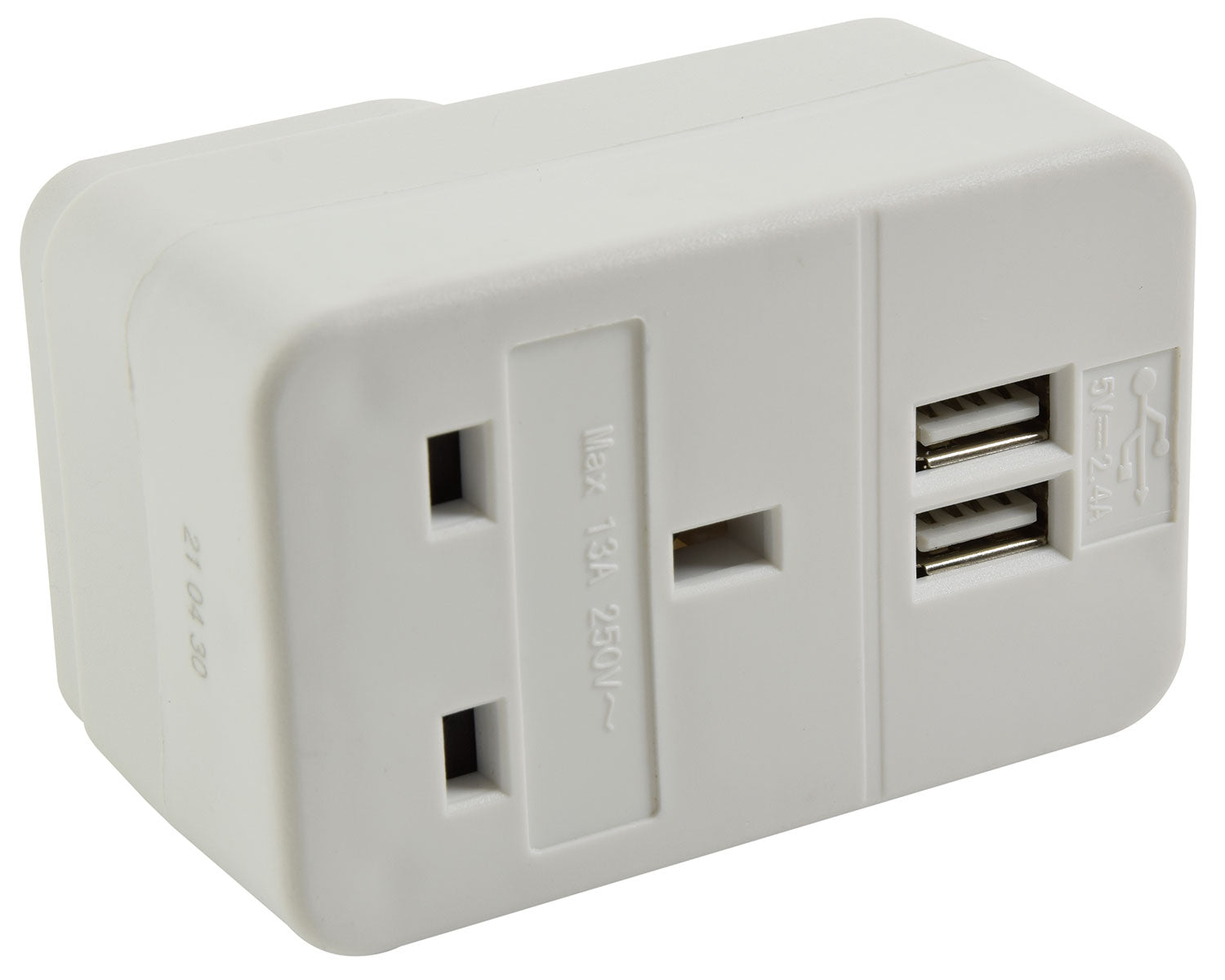Mercury Plug through mains adaptor with dual USB ports - view 3