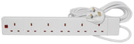 Mercury 6-way extension lead, neon, 5.0m