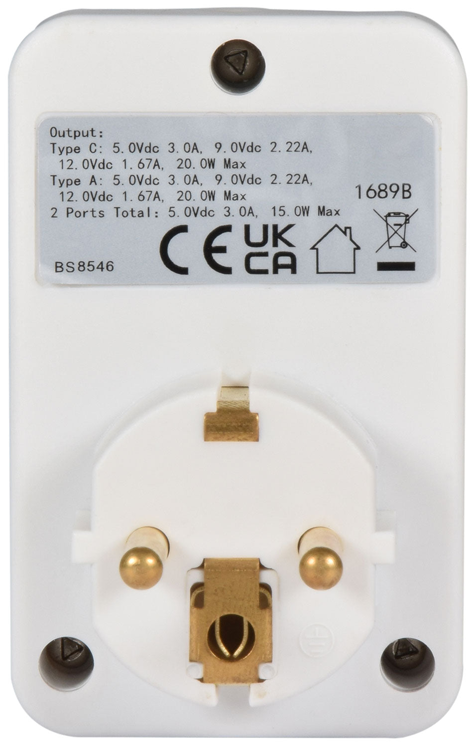 Mercury UK to EU Travel Adaptor USBA+C - view 2