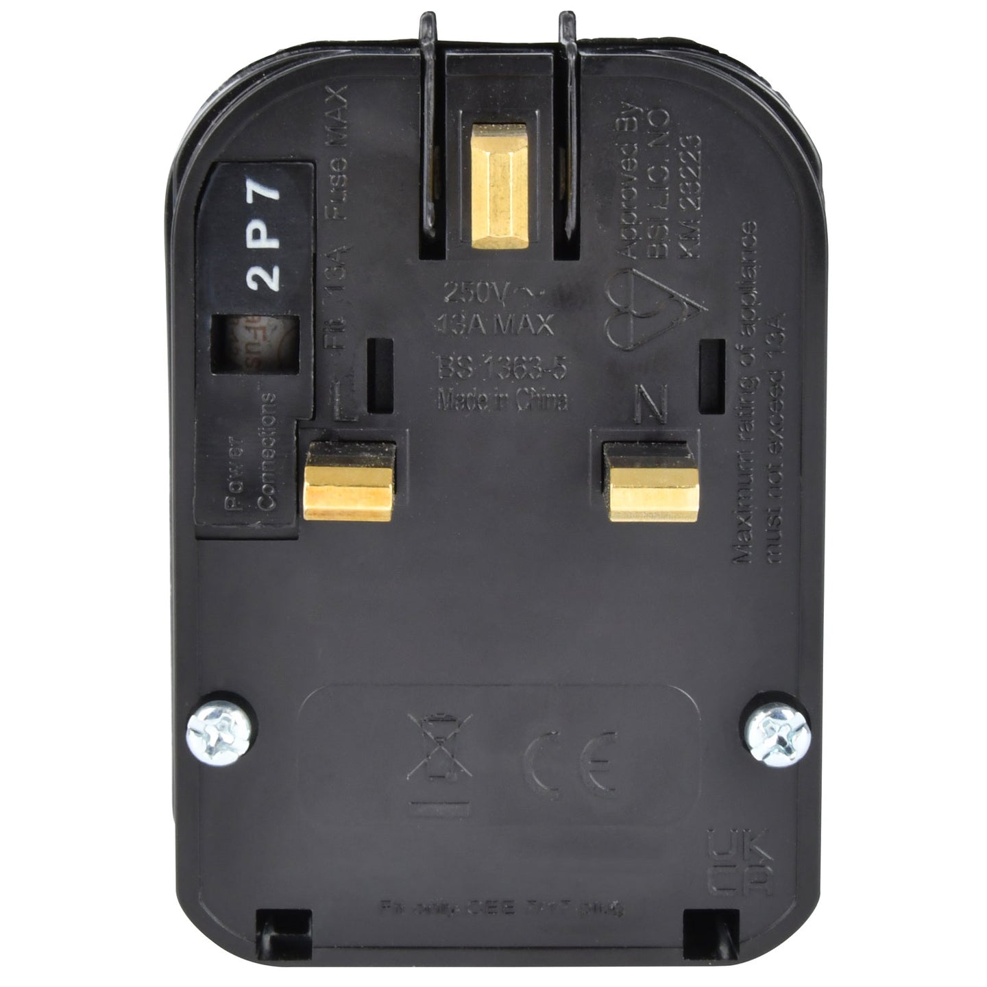 Mercury Black SCP3 13A rated Euro converter plug- bulk - view 3