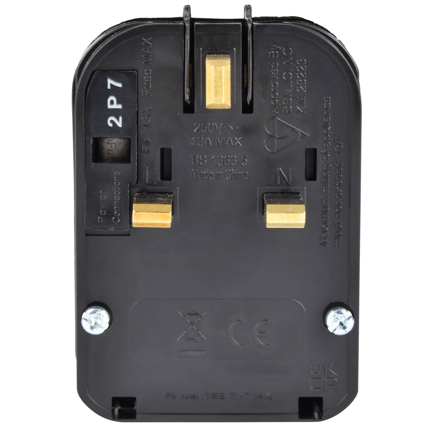 Mercury Black SCP3 13A rated Euro converter plug- bulk - view 3