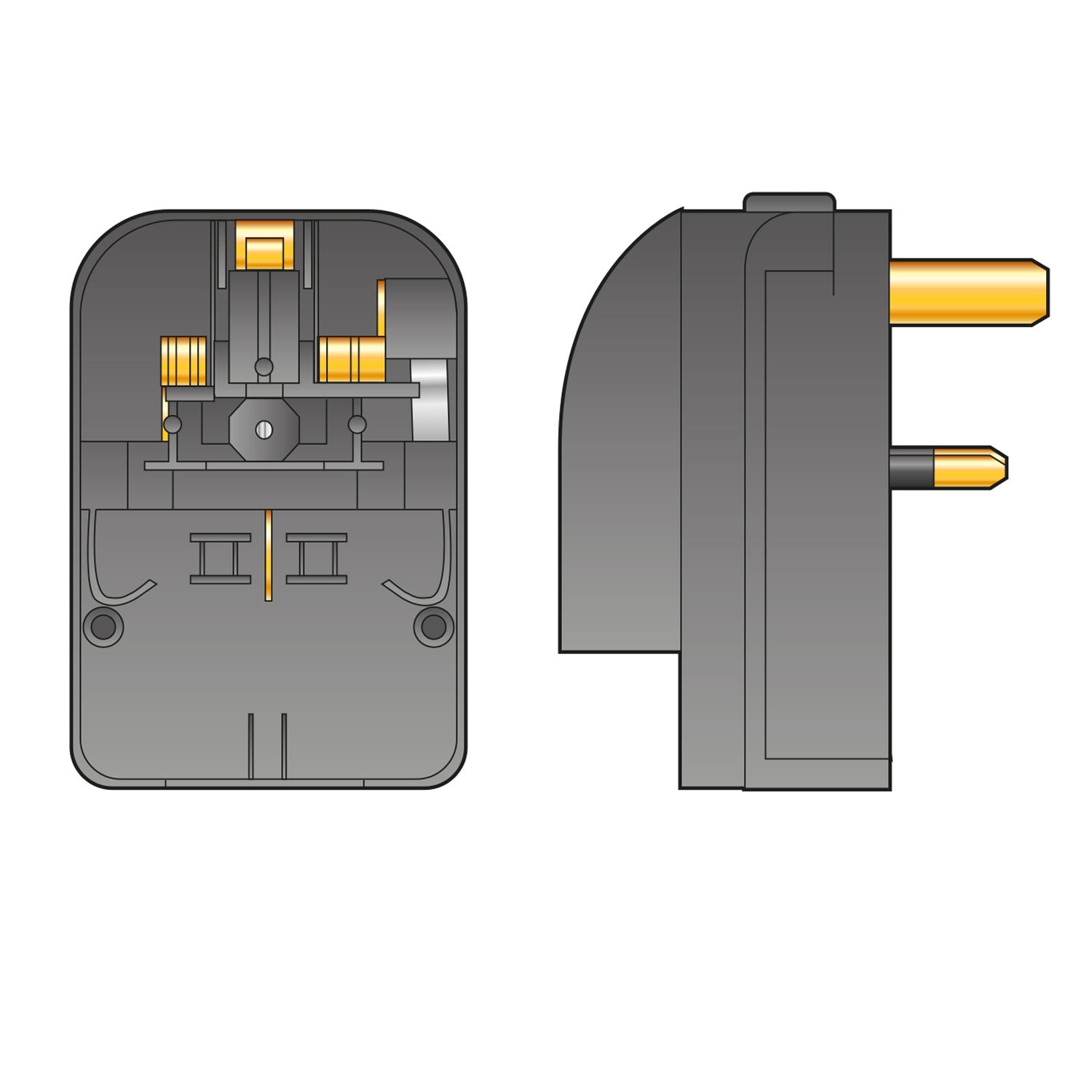 Mercury Black SCP3 13A rated Euro converter plug- bulk - view 2