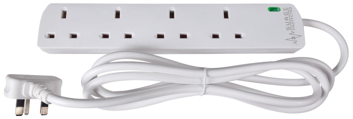 Mercury UK 4 Gang Extension Lead with Surge Protection 2.0m