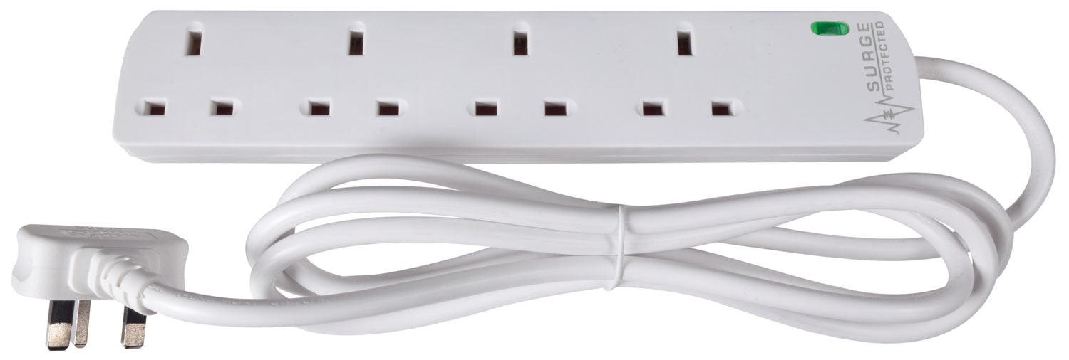 Mercury UK 4 Gang Extension Lead with Surge Protection 2.0m