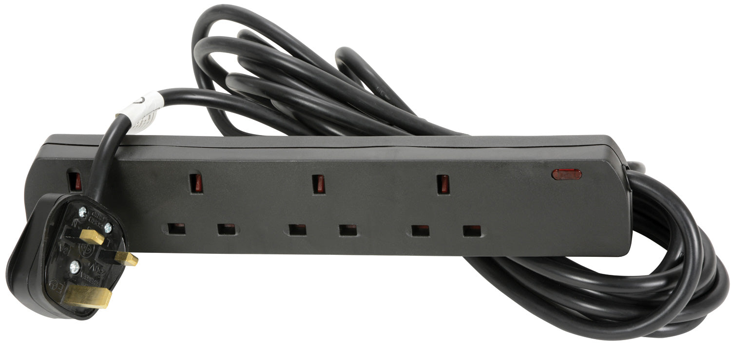 Mercury UK 4-Gang Extension Lead Black 5.0m