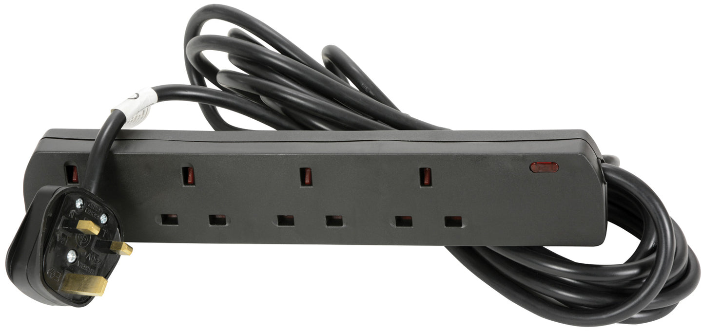 Mercury UK 4-Gang Extension Lead Black 5.0m
