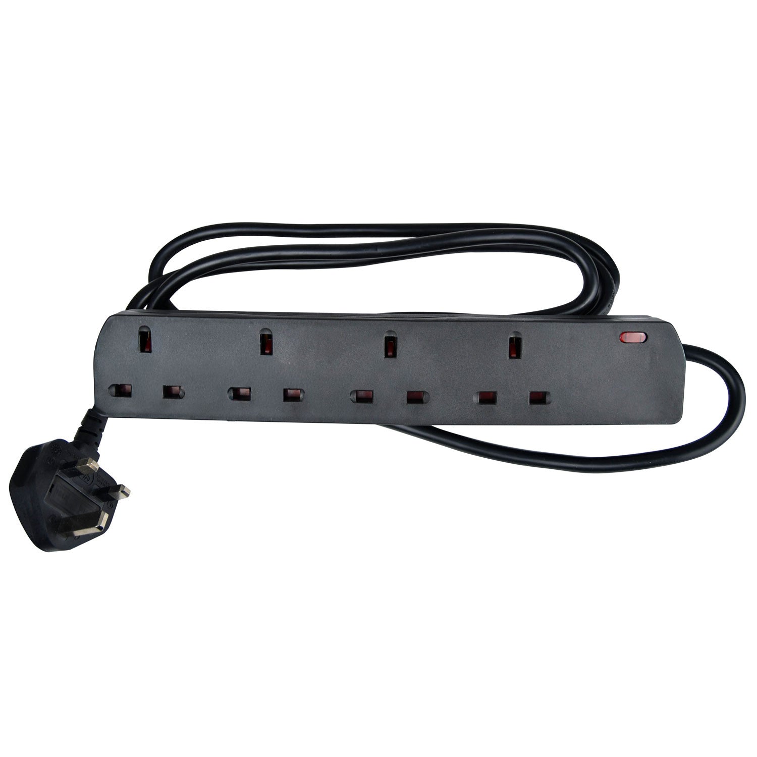 Mercury UK 4-Gang Extension Lead Black 2.0m