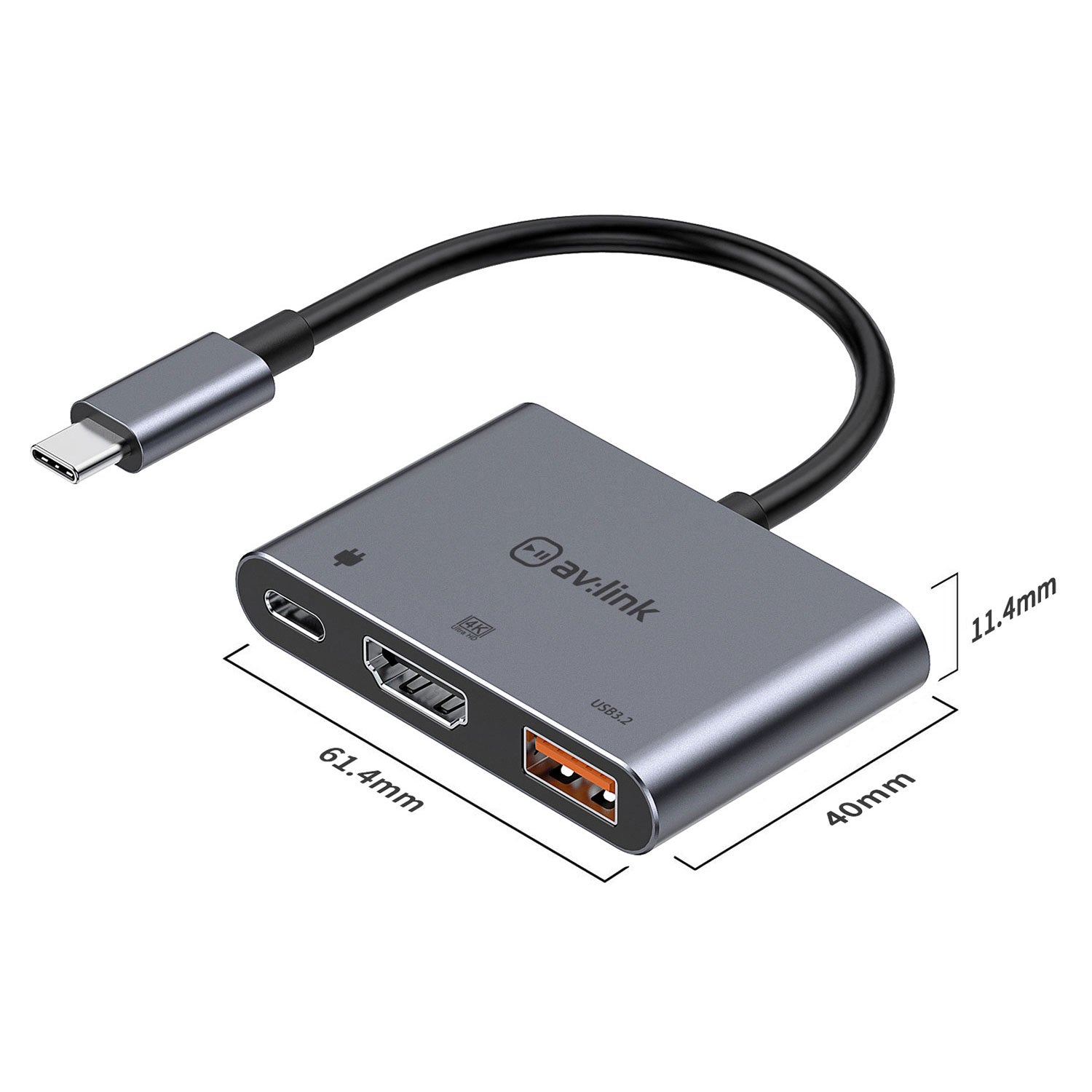 AV:Link 3 Port Slim USB3.0 Type-C Hub - view 2