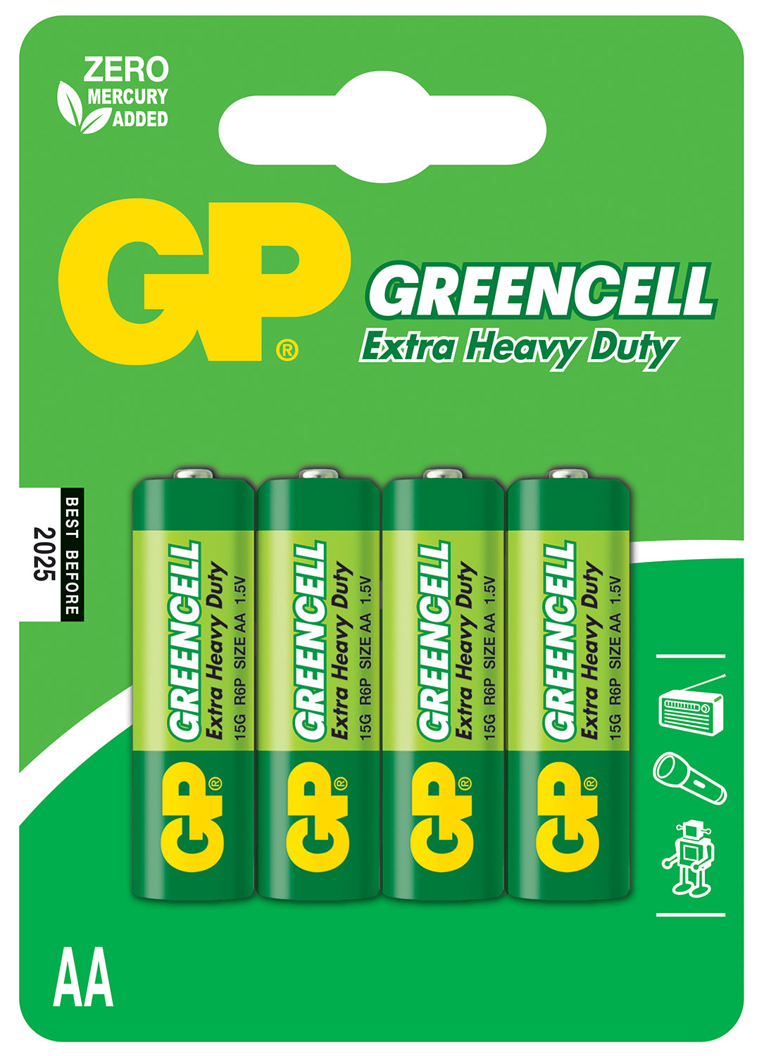 GP AA Zinc Chloride Battery 1.5V 4 Pack