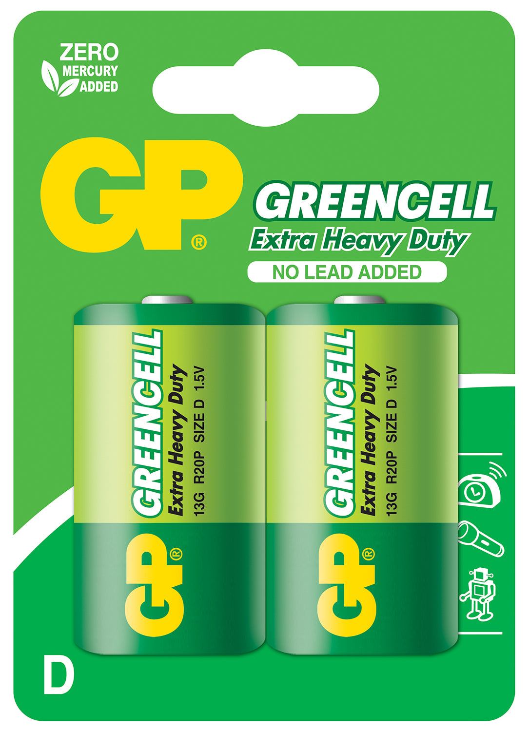 GP D Zinc Chloride Battery D 1.5V 2 Pack